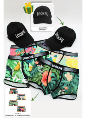 Pack 4 Boxer LM2402-67 LOOKME + 2 Casquettes Offertes